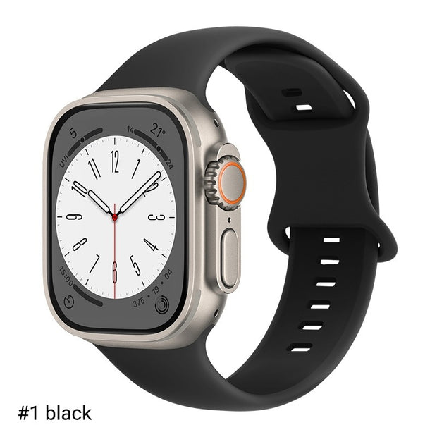 Enhance your Apple Watch with the A1 Silicone Watch Strap. Made with high-quality silicone, this strap provides a comfortable and stylish fit for your device. Easily switch between two colors with the 2 pieces included. Upgrade your look and feel with the A1 Silicone Watch Strap.