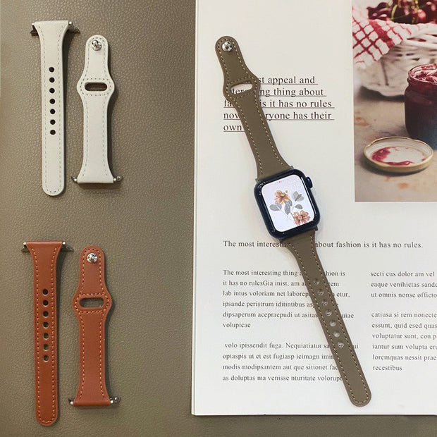 Upgrade your Apple Watch with the A3 Leather Watch Strap. Made from premium leather, this strap adds a touch of luxury and sophistication to your wrist. Designed specifically for the Apple Watch, it ensures a perfect fit and ultimate comfort. Elevate your style with this high-quality accessory.