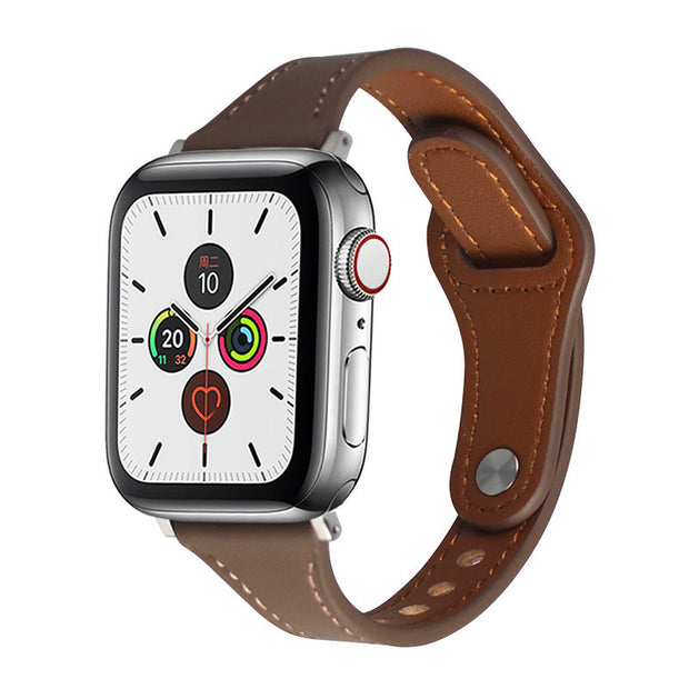 Upgrade your Apple Watch with the A3 Leather Watch Strap. Made from premium leather, this strap adds a touch of luxury and sophistication to your wrist. Designed specifically for the Apple Watch, it ensures a perfect fit and ultimate comfort. Elevate your style with this high-quality accessory.