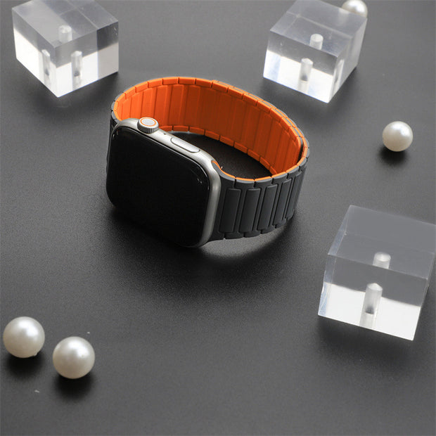 Upgrade your Apple Watch with our A4 Magnetic Silicone Watch Strap! Made from high-quality silicone and featuring a strong magnetic closure, this strap offers comfort, durability, and a secure fit for your active lifestyle. The perfect accessory for any Apple Watch owner.