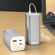 Introducing the P13 PD100W Super Fast Charging Powerbank, the ultimate solution for keeping your laptop powered on the go! With super fast charging capabilities and a sleek design, this powerbank will ensure your laptop stays charged and ready for whatever comes your way. Stay connected and productive with the P13 powerbank!