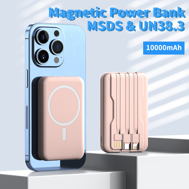 Experience the ultimate convenience and speed with our P6 Magsafe Wireless Fast Charging Powerbank! Say goodbye to messy cords and tangled wires, this powerbank comes with 3 cables for all your charging needs. Stay powered on-the-go with lightning-fast charging and never worry about running out of battery again!