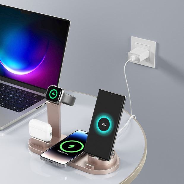 Elevate your charging experience with the V1 Multi-functional Wireless Fast Charger. Say goodbye to tangled cords and hello to effortless charging. Enjoy fast and convenient wireless charging for all of your compatible devices. Stay powered up and connected with the V1 Fast Charger.