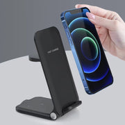 Experience lightning-fast charging with the V2 Foldable Wireless Fast Charger! This sleek, portable device allows you to charge your devices wirelessly, freeing you from the hassle of cords and cables. Its compact design makes it perfect for on-the-go use, while its fast charging capabilities ensure your devices are ready to go in no time. Say goodbye to tangled wires and hello to effortless charging with the V2 Foldable Wireless Fast Charger.