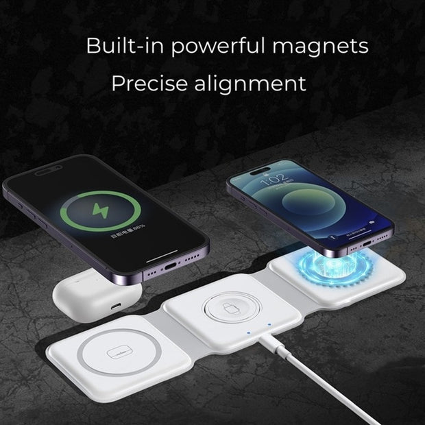 Experience the ultimate convenience and speed with the V3 Magsafe Wireless Fast Charger! Say goodbye to tangled cords and slow charging times. Simply place your device on the magnetic pad and enjoy lightning-fast wireless charging. Stay fully charged and on the go with V3.