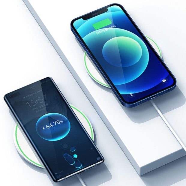 Experience the ultimate convenience with the V4 Ultra-thin Wireless Fast Charger. Say goodbye to tangled cords and hello to effortless charging at 15W speed. With its sleek design, it's not just a charger, it's a statement piece for any space. Make charging your device a breeze with the V4.