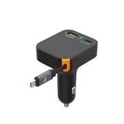 VINOP 3 in 1 Fast Car Charger (PD+QC+Type-C/Lightning Retractable Cable)