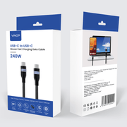 VINOP PD 240W USB-C to USB-C Woven Fast Charging Data Cable (with light)