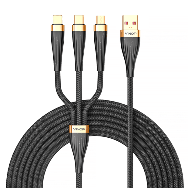 VINOP 3-in-1 Multi Fast Charging Cable with Sparkle