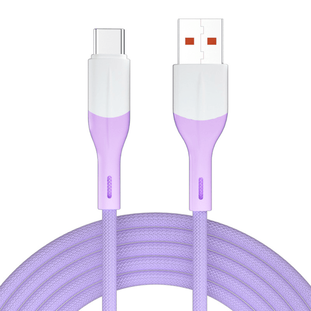 VINOP 6A USB-A to USB-C Woven Fast Charging Data Cable light purple