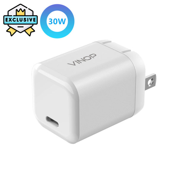 Unlock the full potential of your devices with VINOP PD30W USB-C GaN Mini Fast Charger! This compact and powerful charger is compatible with both EU and US plugs, making it the perfect travel companion. Charge your devices up to 2.5X faster with GaN technology. No more waiting, start charging now!