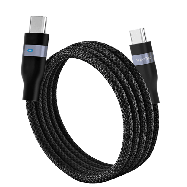 VINOP PD 240W USB-C to USB-C Woven Fast Charging Data Cable (with light) black