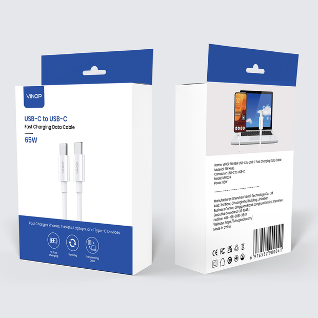 VINOP PD 65W USB-C to USB-C Fast Charging Data Cable NP0024