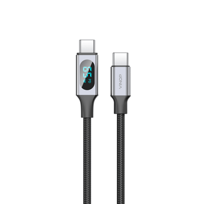VINOP PD 65W USB-C to USB-C Woven Fast Charging Data Cable (with digital display)
