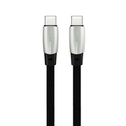 VINOP PD 65W USB-C to USB-C Denim Woven Fast Charging Flat Data Cable (with light)