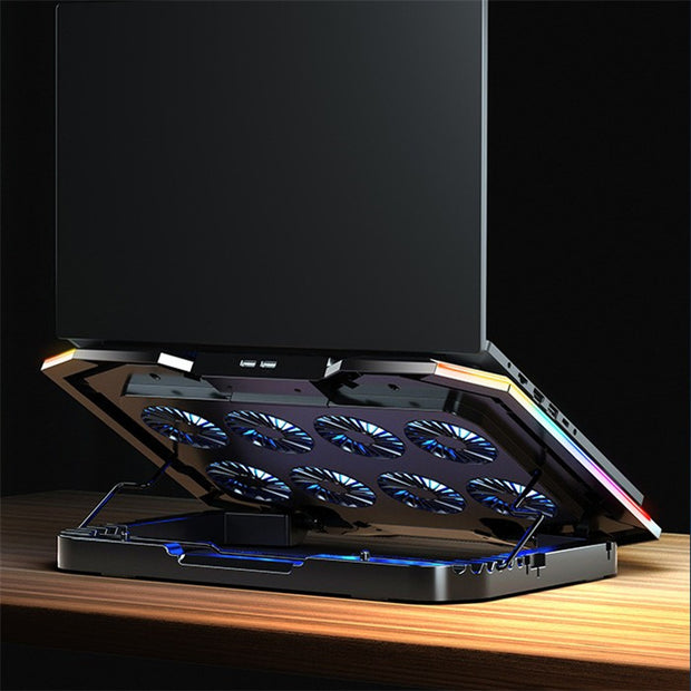 Transform your notebook into a powerful cooling machine with the XC03 RGB Notebook Cooler Stand! With its sleek design and customizable RGB lighting, this stand provides optimal airflow and reduces heat buildup. Keep your laptop cool and perform at its best with this must-have accessory.
