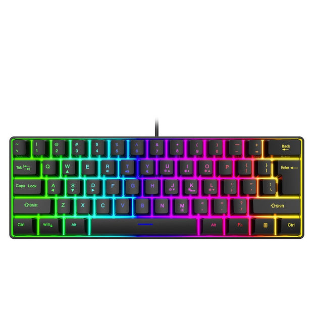 Experience a whole new level of productivity and style with the Y1 61-Key RGB Wired Keyboard. With its vibrant RGB lighting and 61 responsive keys, typing becomes a visual and tactile pleasure. Plus, its wired connection ensures a reliable and lag-free performance, perfect for all your computing needs. Upgrade your keyboard game now!