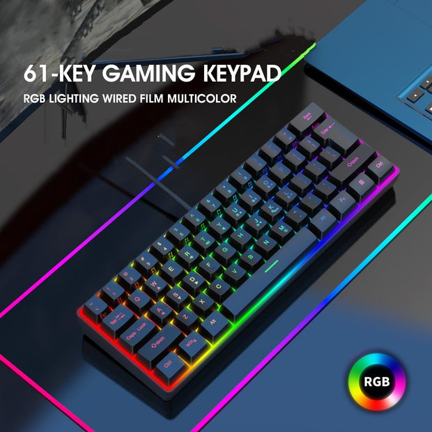 Experience a whole new level of productivity and style with the Y1 61-Key RGB Wired Keyboard. With its vibrant RGB lighting and 61 responsive keys, typing becomes a visual and tactile pleasure. Plus, its wired connection ensures a reliable and lag-free performance, perfect for all your computing needs. Upgrade your keyboard game now!