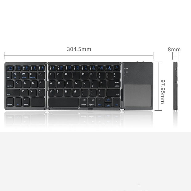 Effortlessly increase your productivity with the Y6 Tri-fold Wireless Bluetooth Keyboard. With its innovative touch-pad, you can navigate with ease and type efficiently. Say goodbye to wires and hello to a sleek and compact design. Perfect for on-the-go professionals and students.